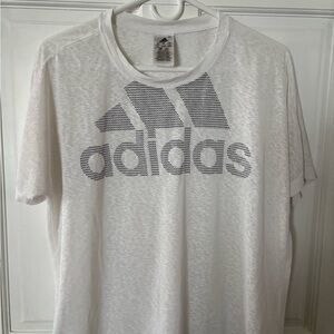 Adidas White Short Sleeve Tee with Black Logo